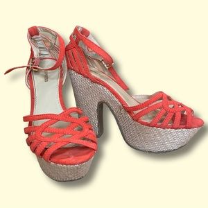 Express Peach Platform Sandal Size 7.5